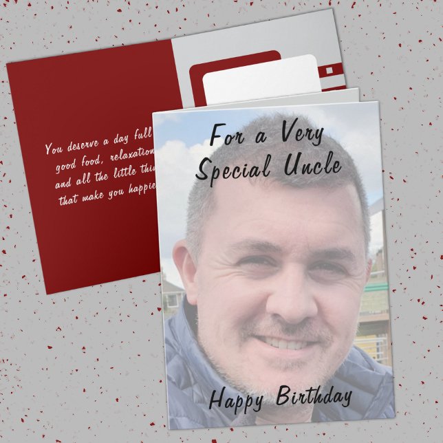 For a very special uncle photo burgundy birthday card (Creator Uploaded)