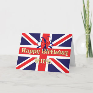 For a wife, a Birthday card with a Union Jack