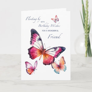 For a Wonderful Friend Birthday Wishes Butterflies Card