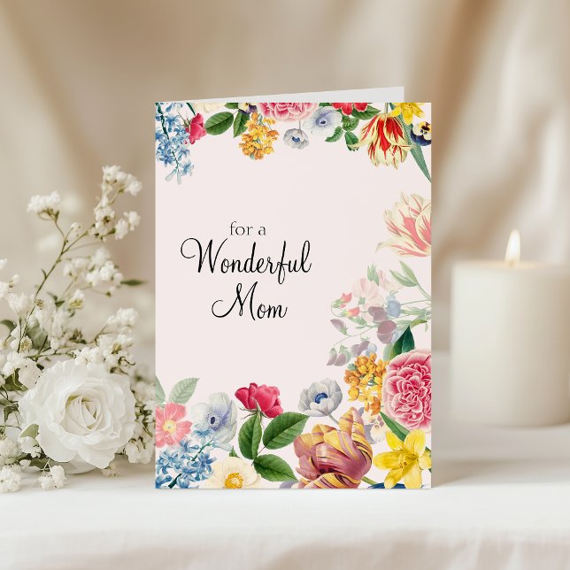 For a Wonderful Mum Soft Tulip Spring Florals Card (Creator Uploaded)