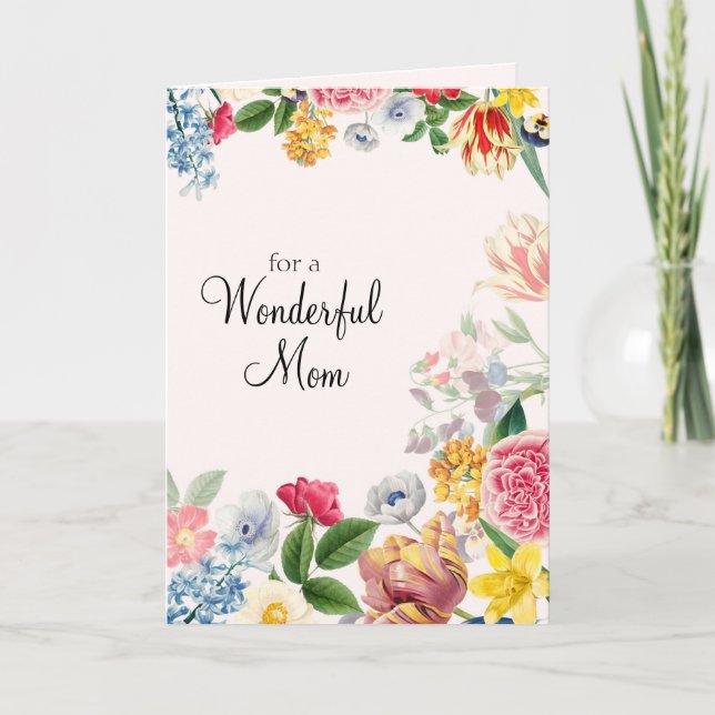 For a Wonderful Mum Soft Tulip Spring Florals Card (Front)
