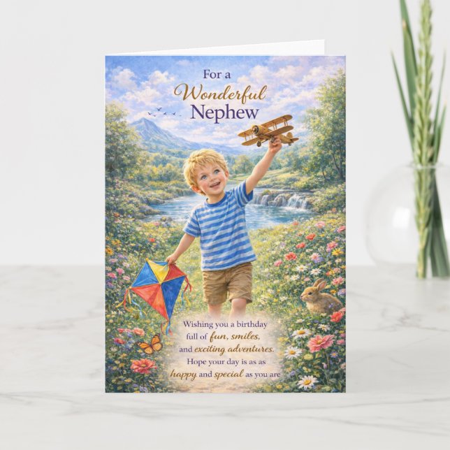 For a Wonderful Nephew Birthday Card (Front)