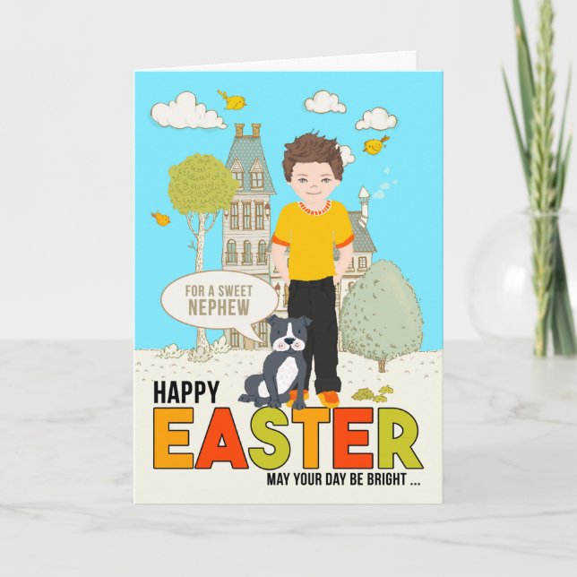 for a Young Nephew on Easter Caucasian Boy Card (Front)