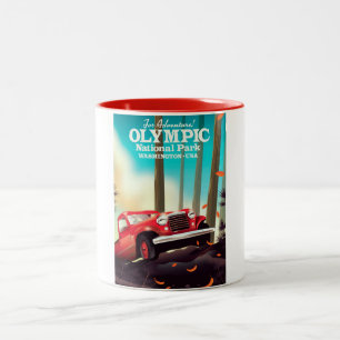For Adventure! Olympic national park Washington. Two-Tone Coffee Mug