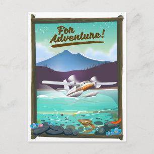For Adventure! Sea plane travel poster Postcard
