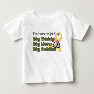 For Alisha I'm Here to Pick up My Daddy My Hero Baby T-Shirt