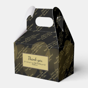 For All Ages: Custom Message Pattern Black/Gold Favour Box