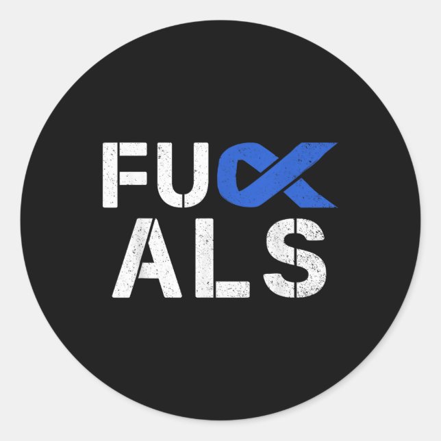 For Als Awareness Month Blue Ribbon Support Squad  Classic Round Sticker (Front)