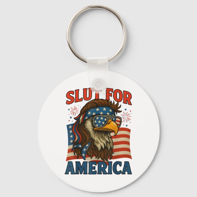 For America 4th Of July Patriotic  Key Ring (Front)