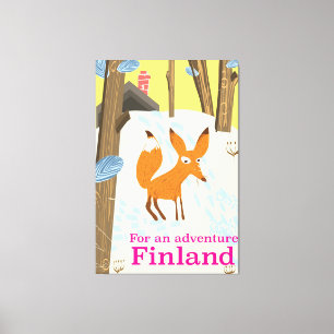 For an Adventure Finland retro travel poster Canvas Print