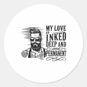 For Anti Valentine’s Day Inked Man Tattooed Single Classic Round Sticker