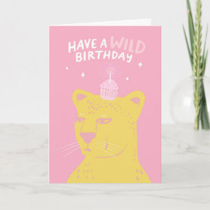 For Anyone Happy Birthday Cheetah with Cupcake Card
