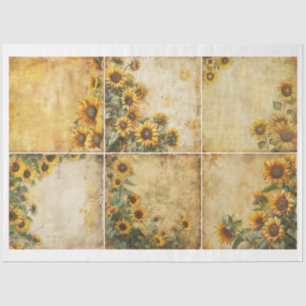 For Artists Crafters Vintage Style Sunflowers Tissue Paper