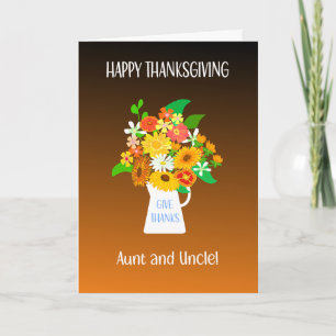 For Aunt and Uncle Thanksgiving Bouquet of Flowers Card