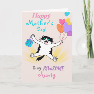 For Aunt Mother's Day Cute Kitty Personalised Card