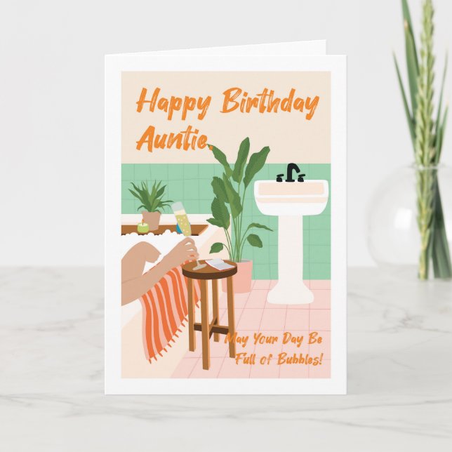For Auntie Relaxing Bubbles Birthday Card (Front)