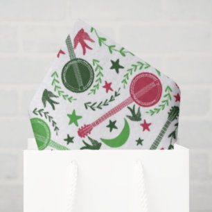 For Banjo Players Christmas Folk Art Pattern Tissue Paper