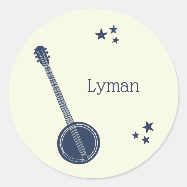For Banjo Players Navy Blue Personalised Classic Round Sticker (Front)