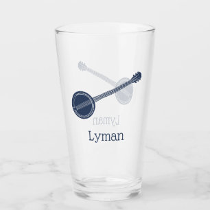 For Banjo Players Navy Blue Personalised Glass