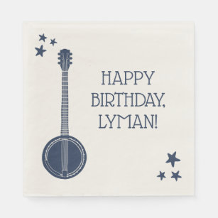 For Banjo Players Navy Blue Personalised Party Napkin