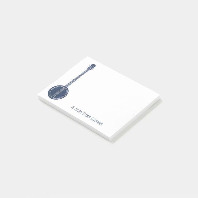 For Banjo Players Navy Blue Personalised Post-it Notes (Angled)