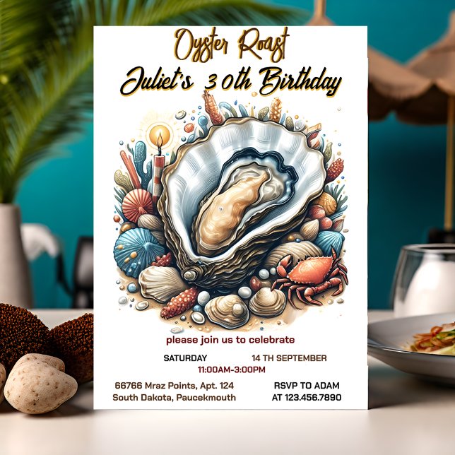 For Beach Seafood pearl oyster roast 30th Birthday Invitation (Creator Uploaded)