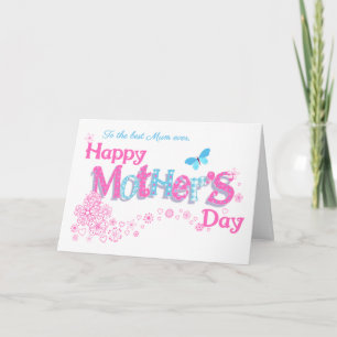 For Best Mum Ever Mother's Day with Flowers Card