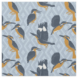 For Bird Lovers Cosy Kingfishers Patterned Fabric
