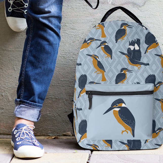 For Bird Lovers Cosy Kingfishers Patterned Printed Backpack (Creator Uploaded)