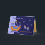 For Boss on Hanukkah Greeting Card<br><div class="desc">Happy Hanukkah. Menorah and Dreidels design Customisable Greeting Cards for Boss. Matching cards,  party invitations and gifts available in the Jewish Holidays / Hanukkah Category of our store.</div>