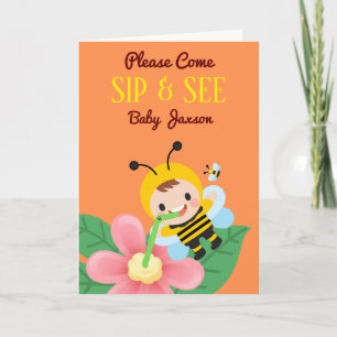 For Boy Sip and See Baby Shower Invitation