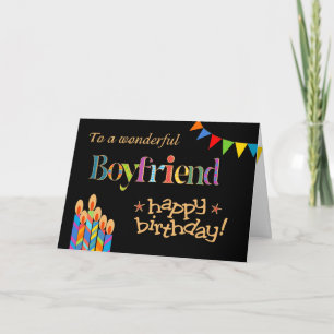 For Boyfriend Chic Candles, Bunting Birthday Card