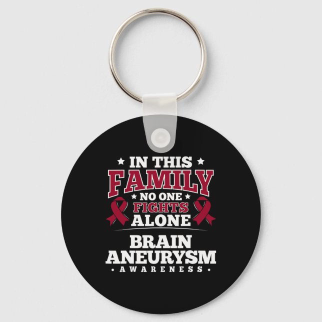 For Brain Aneurysm Patients - Burgundy Ribbon  Key Ring (Front)