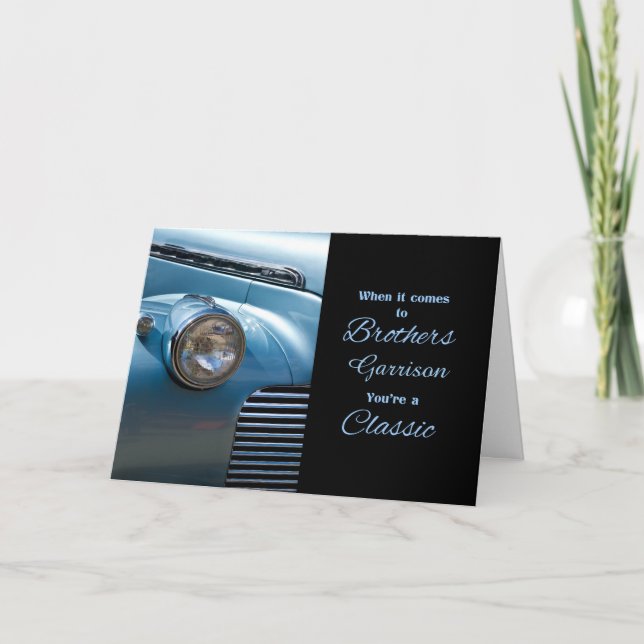 for Brother on Father's Day Blue Classic Car Card (Front)