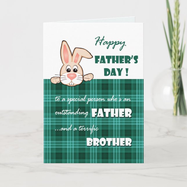For Brother on Father's Day Cute Bunny Card (Front)