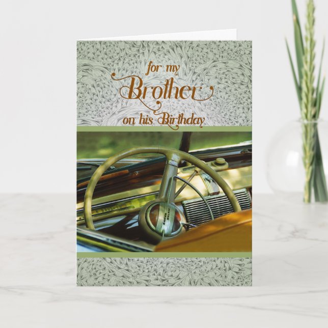 For Brother on His Birthday Classic Car Card (Front)