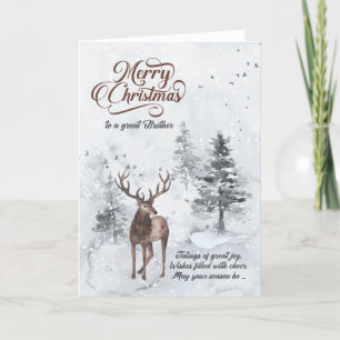 for Brother Reindeer in a Snowy Forest Christmas Holiday Card