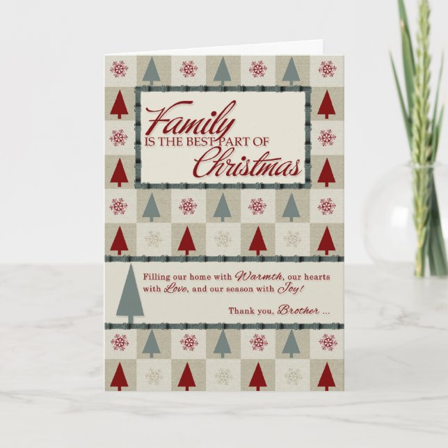 for Brother Retro Holiday Tree Pattern Card (Front)