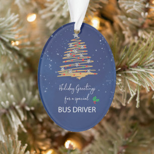 For Bus Driver Christmas Tree Customisable Name Ornament
