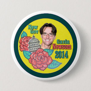 For California Governor in 2014: Gavin Newsom 7.5 Cm Round Badge