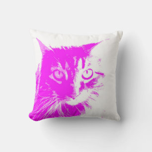 for cat lovers purple and pink on white cushion