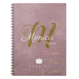for chef recipes a stylish monogram on dusty rose spiral notebook