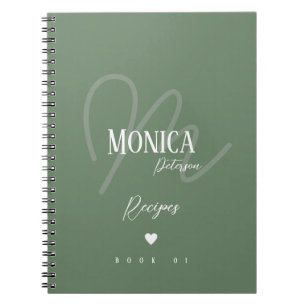...for chef recipes a stylish monogram on sage notebook