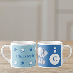 For children elephant name blue espresso cup