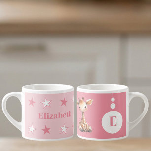 For children giraffe name pink espresso cup