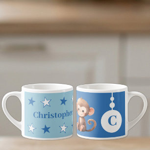 For children monkey name blue espresso cup