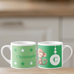 For children monkey name green espresso cup