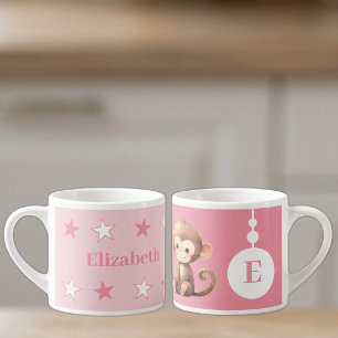 For children monkey name pink espresso cup
