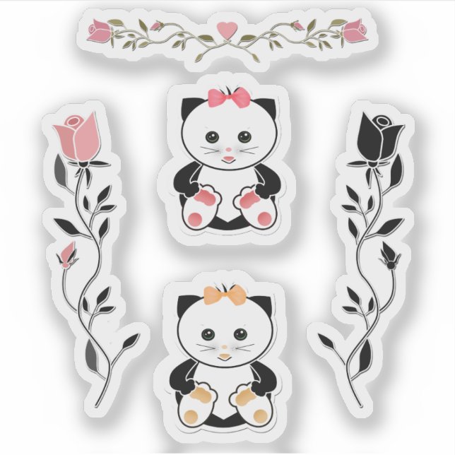 For children, small kittens, cat, pink and black (Front)