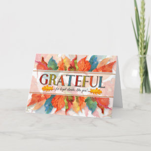 for Clients Grateful Thanksgiving Leaves Business Holiday Card
